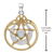 Sterling Silver Vermeil Crescent Moon Pentacle Pendant with Circle and Rainbow Moonstone