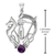Sterling Silver Morrigan Goddess Pendant with Amethyst