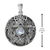 Sterling Silver Large Moon Pentacle Pendant with Rainbow Moonstone