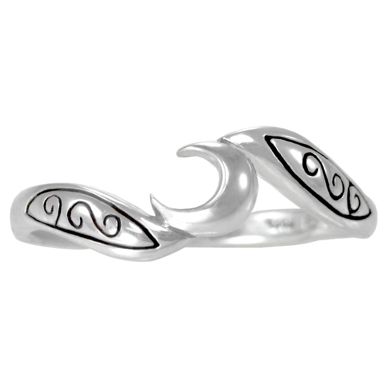 Sterling Silver Crescent Moon Goddess Ring