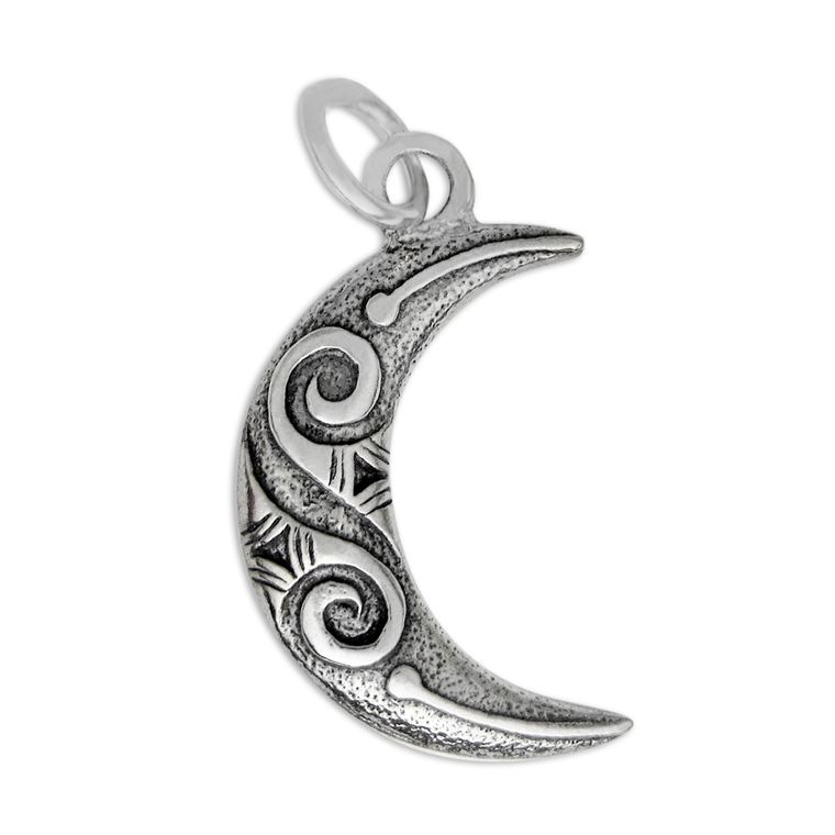 Celtic Knot Sterling Silver Crescent Moon Pendant Charm