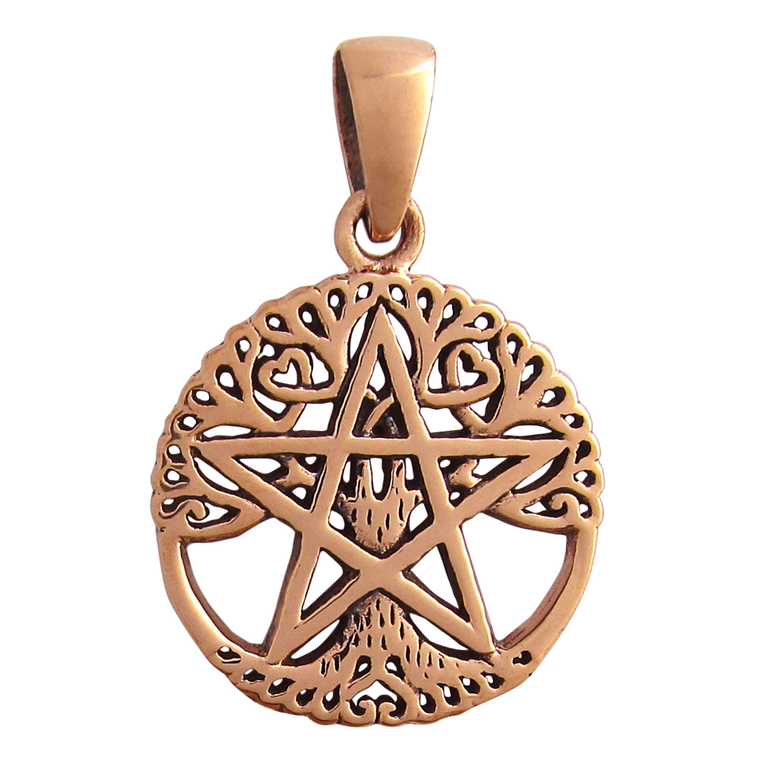 Copper Small Cut Tree Pentacle Pendant