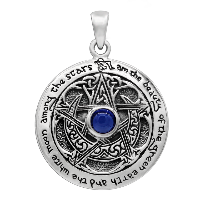 Sterling Silver Blue Sapphire Large Moon Pentacle