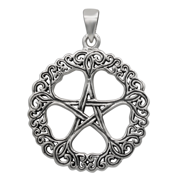 Sterling Silver Rose Pentacle Pendant