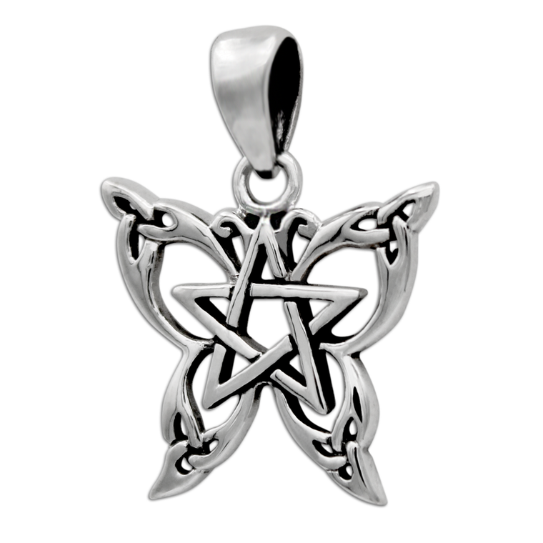 Sterling Silver Small Butterfly Pentacle Pendant 
