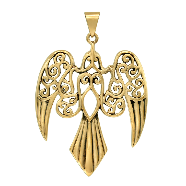 Bronze Large Morrigan Raven Pendant 