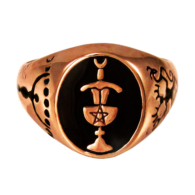 Copper Chalice and Blade Pentacle Ring