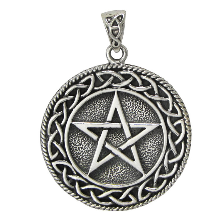 Solid Sterling Silver Celtic Knot Pentacle Pendant