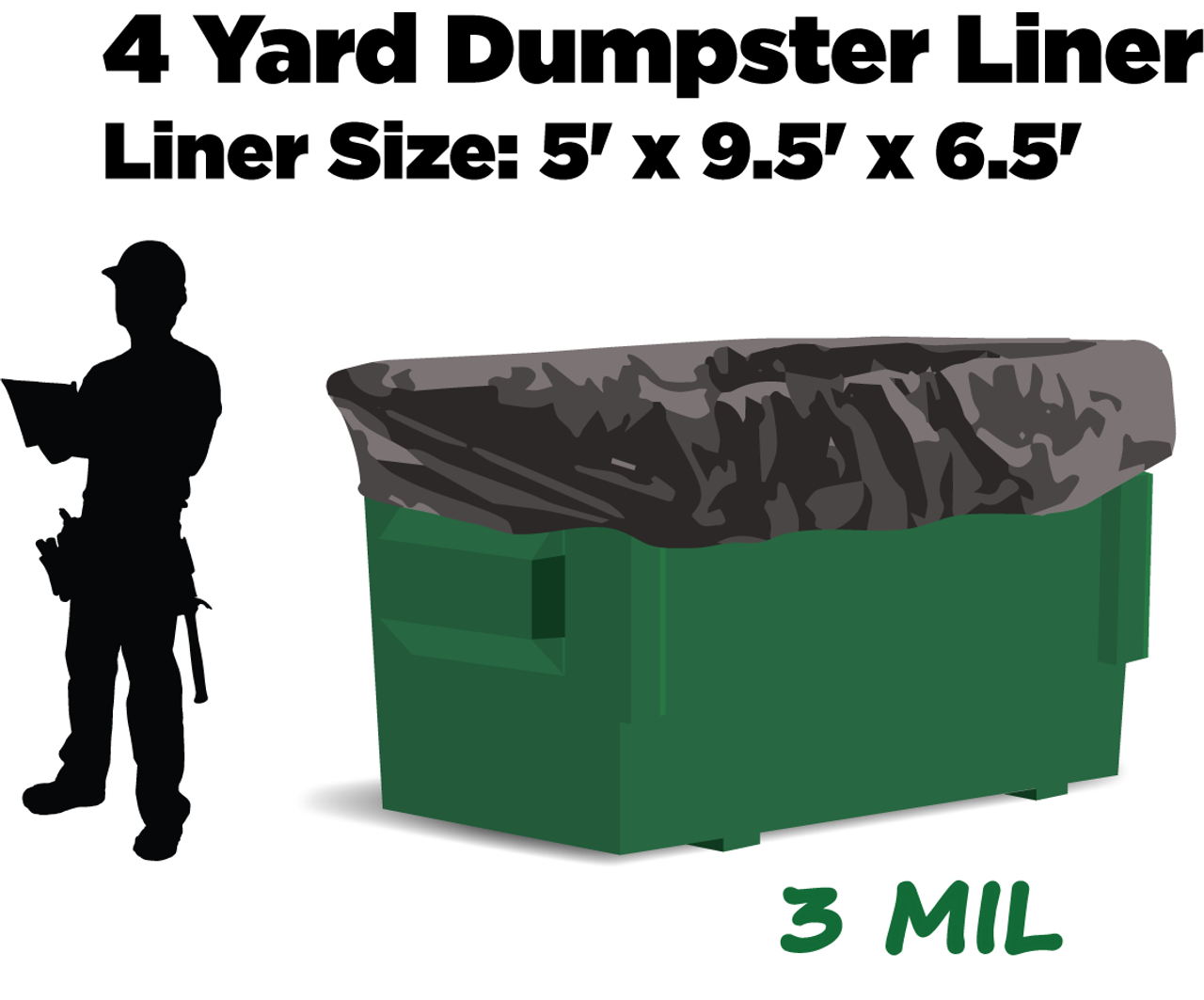 4 Yard Dumpster Liners - 3 Mil Thickness