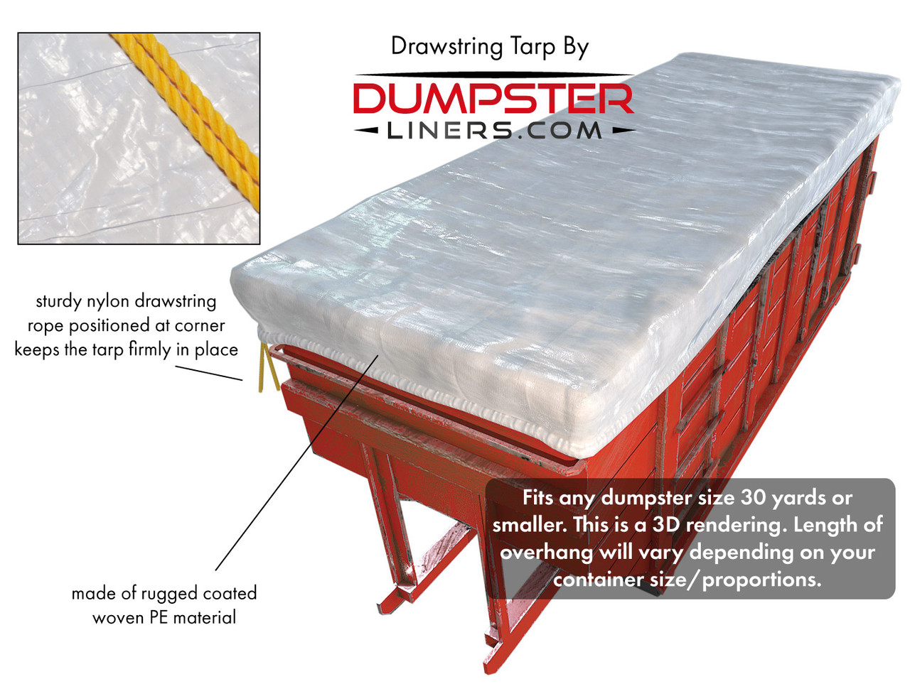 Drawstring Dumpster Tarp (Raincap Cover)