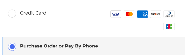 screen shot of purchase order option on checkout page