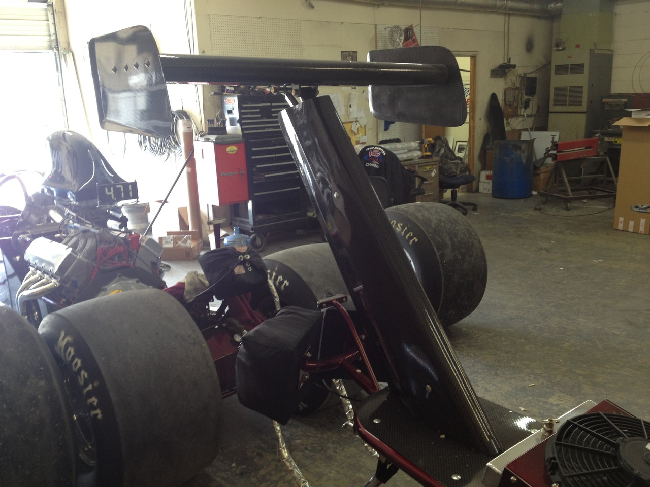 Racecraft Carbon Fiber Mono Strut Rear Wing TOP ONLY, WITH SIDE PLATES