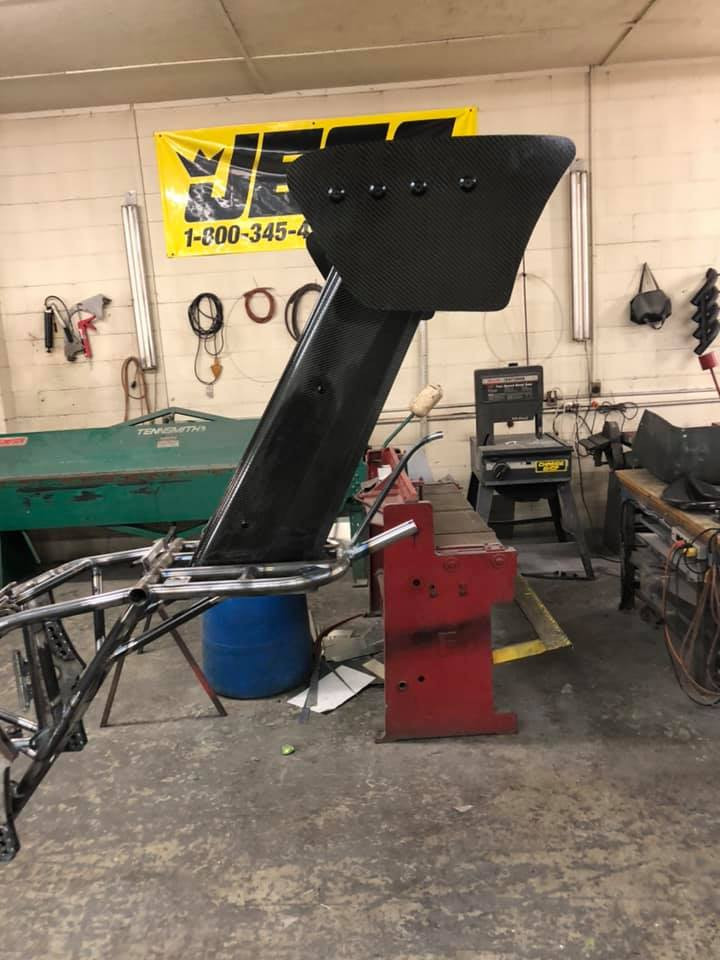 Racecraft Carbon Fiber Mono Strut Rear Wing TOP ONLY, WITH SIDE PLATES