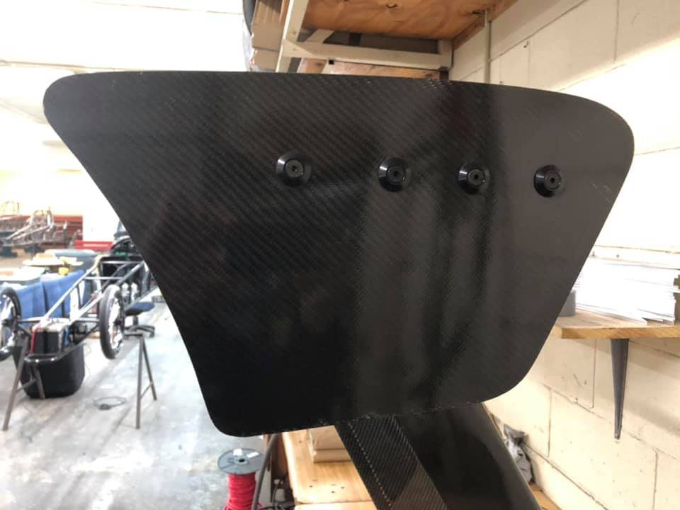 Racecraft Carbon Fiber Mono Strut Rear Wing TOP ONLY, WITH SIDE PLATES