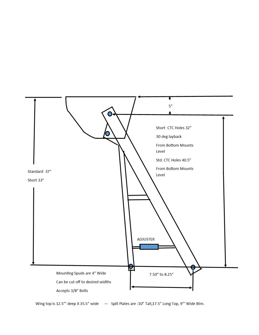 Racecraft Carbon Fiber Mono Strut Rear Wing TOP ONLY, WITH SIDE PLATES