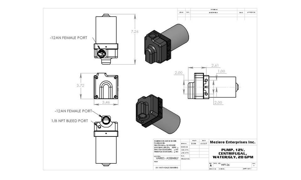 Meziere Inline Electric Water Pump Racecraft Chassis
