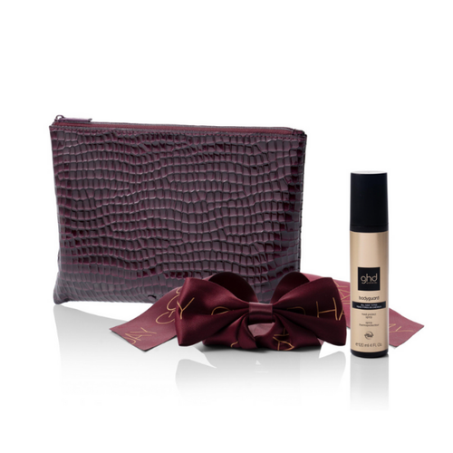 This limited edition gift set is the perfect stocking-filler and gift for your hair-obsessed loved one. Tucked away in the limited edition Cherry Chic bag, this set includes a GHD bodyguard heat-protectant 120ml for all hair types & a limited edition hair clip with bow