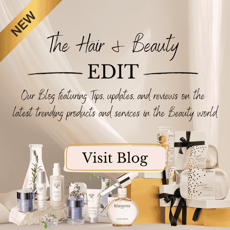 The Beauty and Hair Edit blog banner featuring professional beauty and haircare products