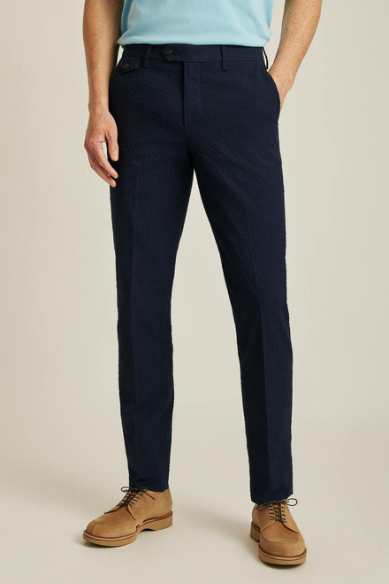 Italian Stretch Seersucker Suit Pant PANTS00278-navy and black seersucker