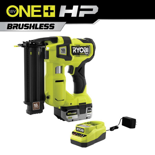 ONE+ HP 18V 18-Gauge Brushless Cordless AirStrike Brad Nailer Kit with 4.0 Ah Battery and Charger 320812474