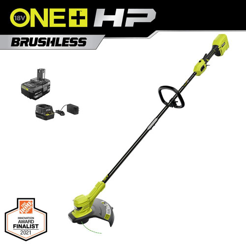 ONE+ HP 18V Brushless 13 in. Cordless Battery String Trimmer with 4.0 Ah Battery and Charger 314600636