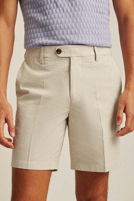 Italian Stretch Chino Shorts SHORT00092-khaki and white seersucker stripe