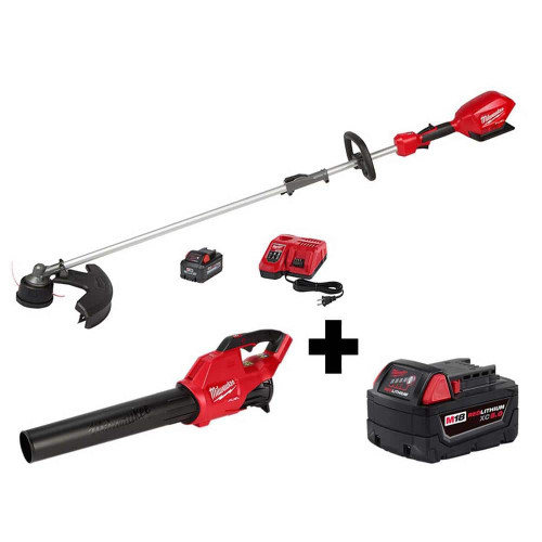 M18 FUEL QUIK LOK 18 V Lithium Ion Brushless Cordless String Trimmer 8.0Ah Kit with M18 Blower and 5.0 Ah Battery 312760663