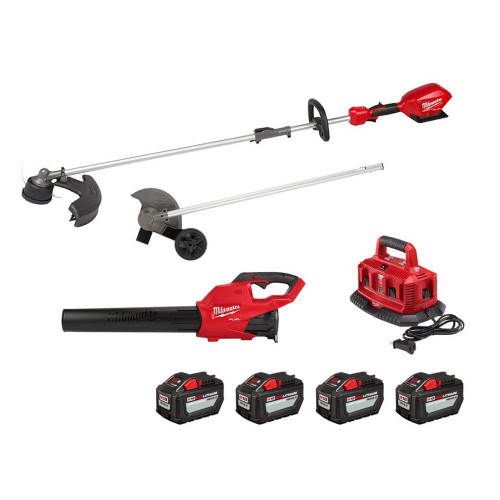 M18 FUEL 18V Lithium-Ion Brushless Cordless String Trimmer with Blower, Edger, (4) 12.0Ah Batteries and Charger (3-Tool) 321571559