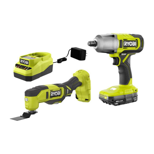 ONE+ 18V Cordless 2-Tool Combo Kit with 1/2 in. Impact Wrench, Multi-Tool, 2.0 Ah Battery, and Charger 327423061