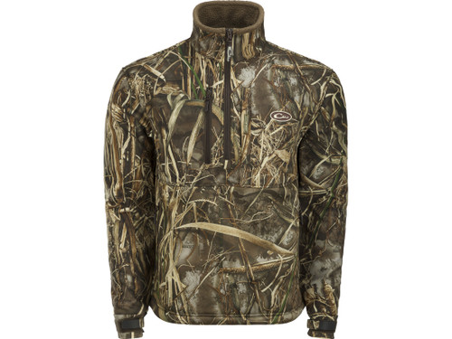 Drake Men's MST Hole Shot Windproof Eqwader Hooded 1/4 Zip Jacket Realtree Max-7 2XL 558745