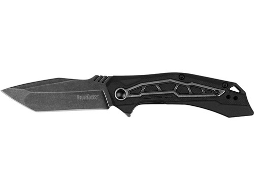 Kershaw Flatbed Assisted Opening Pocket Knife 3.125" Tanto Point 8Cr10MoV BlackWash Blade Glass Reinforced Nylon (GRN) Handle Black 283401