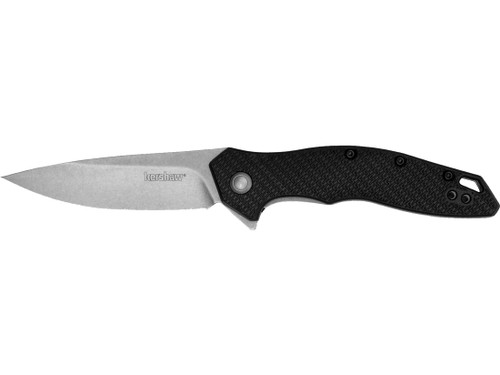 Kershaw Shoreline Assisted Opening Pocket Knife 3" Drop Point 8Cr13MoV Stonewashed Blade Glass Reinforced Nylon (GRN) Handle Black 531665