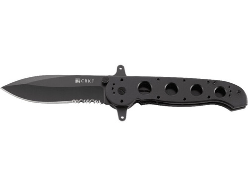 CRKT M21-14SF Folding Knife 3.99" Partially Serrated Spear Point AUS-8 Stainless Titanium Nitride Blade Aluminum Handle Black 692238