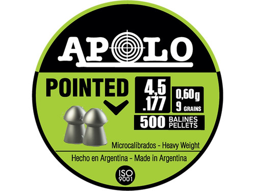 Apolo Pointed Air Gun Pellets 177 Caliber 9 Grain 4.5mm Pointed Tin of 500 984203