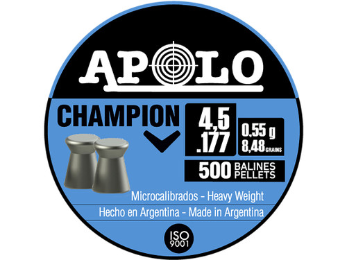 Apolo Champion Air Gun Pellets 177 Caliber 8.45 Grain 4.5mm Flat Point Tin of 500 357864