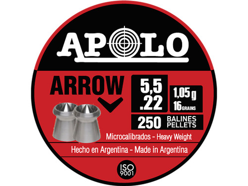 Apolo Arrow Air Gun Pellets 22 Caliber 16 Grain 5.5mm Hollow Point Tin of 250 601283