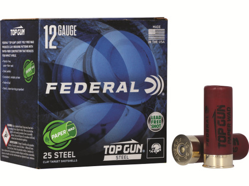 Federal Top Gun Paper Wad 12 Gauge Ammo 2-3/4" #7-1/2 Steel Shot 1-1/8 oz Case of 250 (10 Boxes of 25) 876638