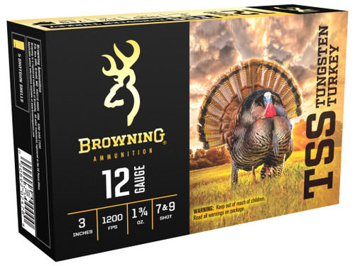 Browning TSS Turkey 12 Gauge Ammo 3" #7 and #9 Tungsten Shot 1-3/4 oz Box of 5 727811