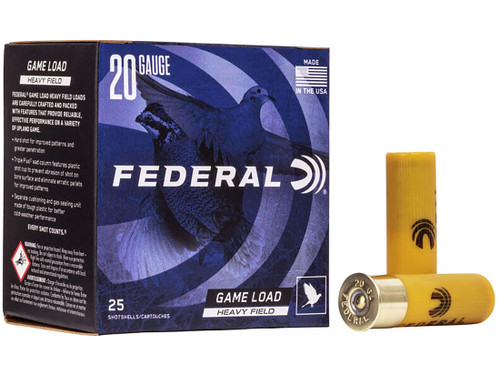 Federal Game Load Upland Heavy Field 20 Gauge Ammo 2-3/4" #8 Lead Shot 1 oz Box of 25 575928