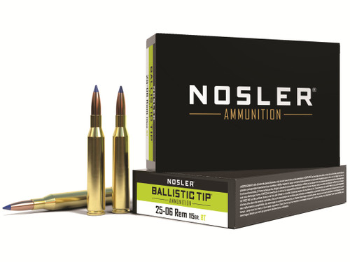 Nosler BT 25-06 Remington Ammo 115 Grain Nosler Ballistic Tip Polymer Tip Box of 20 597838