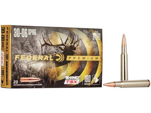 Federal Premium 30-06 Springfield Ammo 180 Grain Barnes Triple-Shock X Solid Hollow Point Lead Free Box of 20 453032