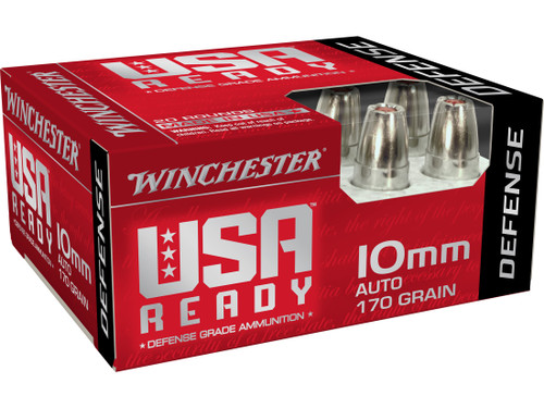 Winchester USA Ready Defense 10mm Auto Ammo 170 Grain Winchester Hex-Vent Jacketed Hollow Point Box of 20 882895