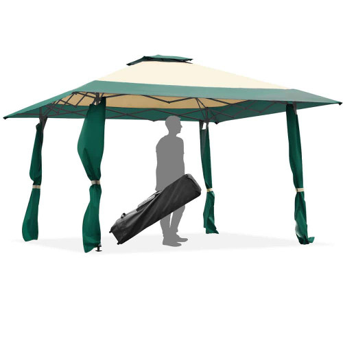 13 ft. x 13 ft. Gazebo Canopy Shelter Awning Tent Patio Garden Green 318642450
