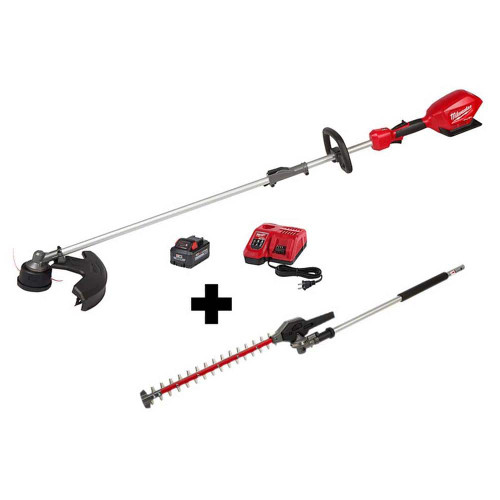 M18 FUEL 18 V Lithium Ion Brushless Cordless String Trimmer 8.0Ah Kit with M18 FUEL Hedge Trimmer Attachment 308304984