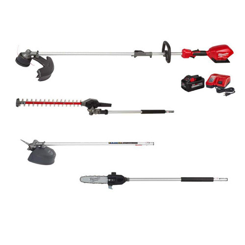 M18 FUEL 18V Lithium-Ion Brushless Cordless String Trimmer 8Ah Kit with Brush Cutter, Hedge Trimmer Pole Saw Attachments 322137456