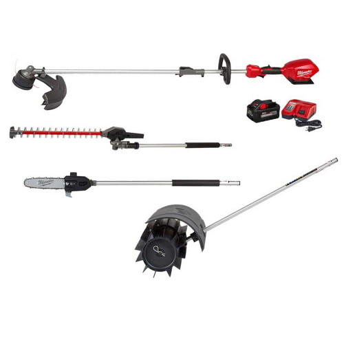 M18 FUEL 18V Lithium-Ion Brushless Cordless String Trimmer 8Ah Kit w/Rubber Broom, Hedge Trimmer, Pole Saw Attachments 322137457