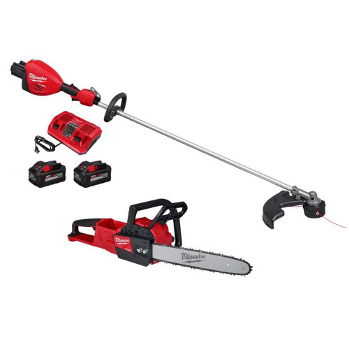 M18 FUEL 18V Brushless Cordless 17 in. Dual Battery Straight Shaft String Trimmer w/Chainsaw, (2) Battery, Charger 328117600