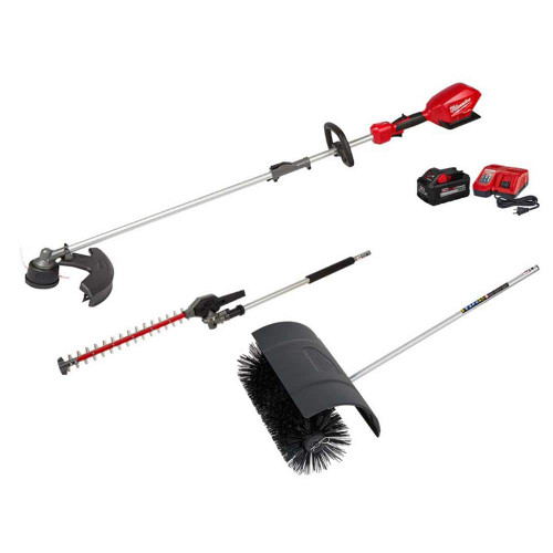 M18 FUEL 18V Lithium-Ion Brushless Cordless QUIK-LOK String Trimmer 8Ah Kit w/Bristle Brush & Hedge Trimmer Attachments 322137429