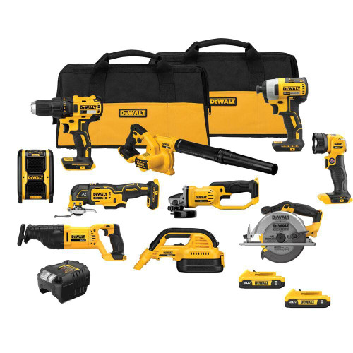 20-Volt Max Lithium-Ion 10-Tool Cordless Combo Kit with Two 2.0 Ah Batteries, Charger and 2 Bags 324870116