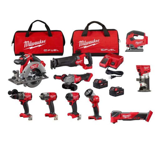 M18 FUEL 18V Lithium-Ion Brushless Cordless Combo Kit W/(2) 5.0Ah Batteries, Charger & (2) Tool Bags (10-Tool) 326686201